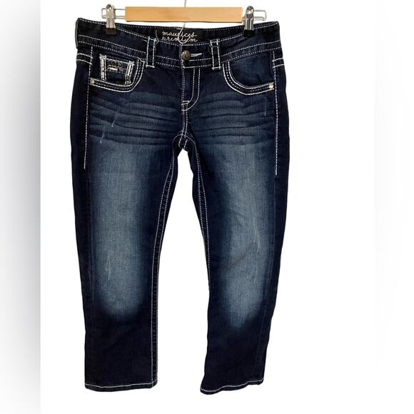 Maurice's Blue Capris with Decorative Stitching and Bling (Size 5/6) - Picture 11 of 11